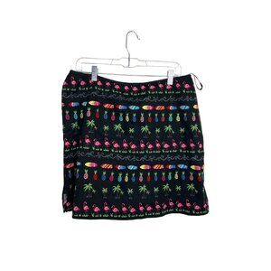 Bamboo Traders Skort SZ 14 Flamingos Pineapple Palm trees Surf Print NEW
